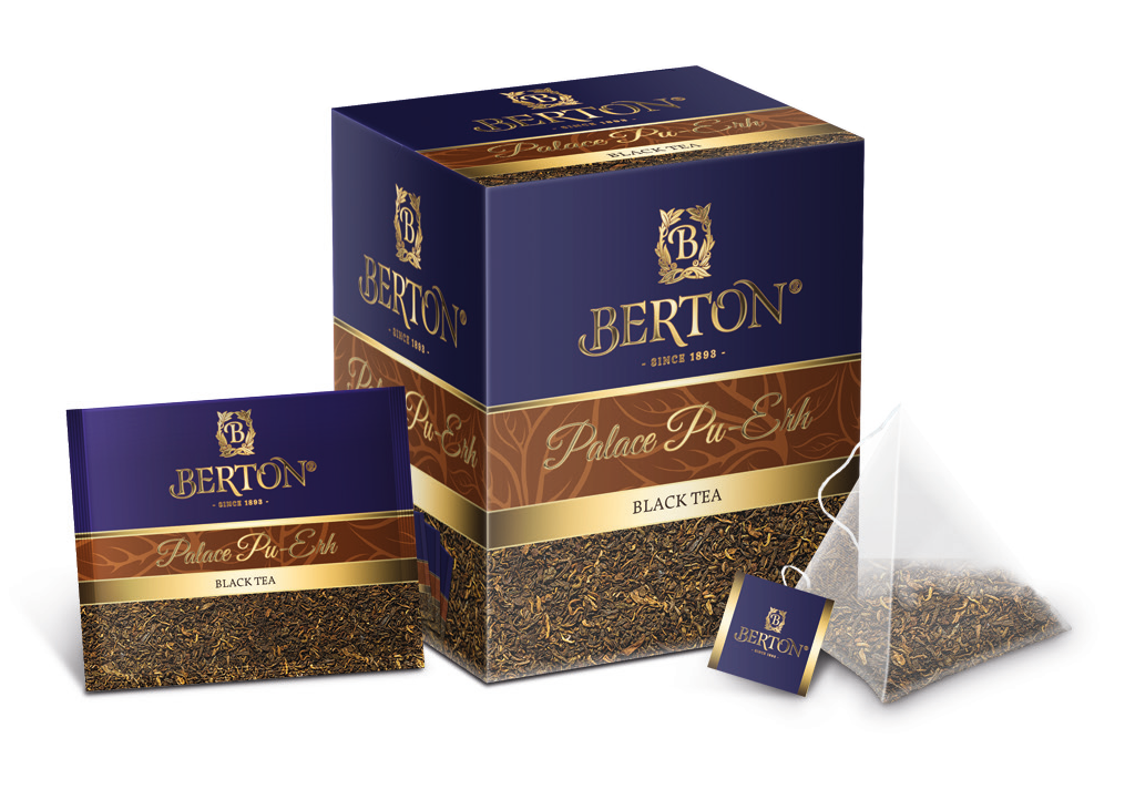 Чай листовой Berton Дворцовый пуэр (Palase Pu-Erh) в пирамидках, для заваривания в чашке